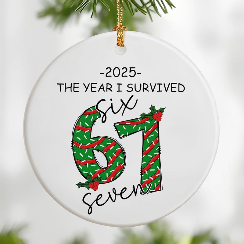 DUJITODOH 67 Christmas Ornament 2025 | Funny 6 7 Meme Ornament | Funny Christmas Ornaments 2025 | 67 Gifts for Kids Teens Gen Alpha | Stocking Stuffers for Teens - Image 1